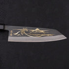 Bunka Blue Steel #2 Kurouchi Chokin Nami-Fuji Buffalo Ebony Handle 165mm-[Musashi]-[Japanese-Kitchen-Knives]