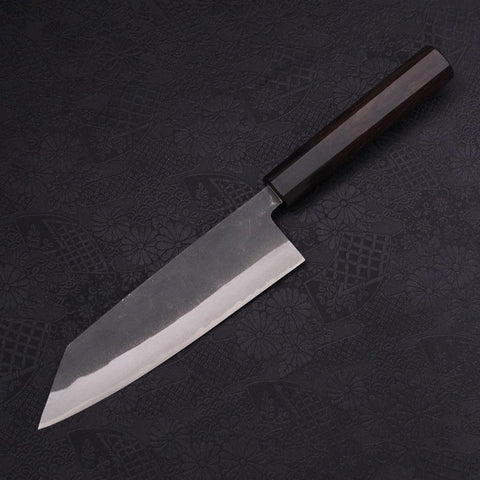 Bunka Blue Steel #2 Kurouchi Chokin Samurai Full Moon Buffalo Ebony Handle 165mm-[Musashi]-[Japanese-Kitchen-Knives]