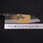 Bunka Blue Steel #2 Kurouchi Chokin Samurai Full Moon Buffalo Ebony Handle 165mm-[Musashi]-[Japanese-Kitchen-Knives]
