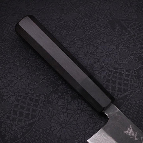 Bunka Blue Steel #2 Kurouchi Damascus Buffalo Ebony Handle 180mm (7”)-[Musashi]-[Japanese-Kitchen-Knives]