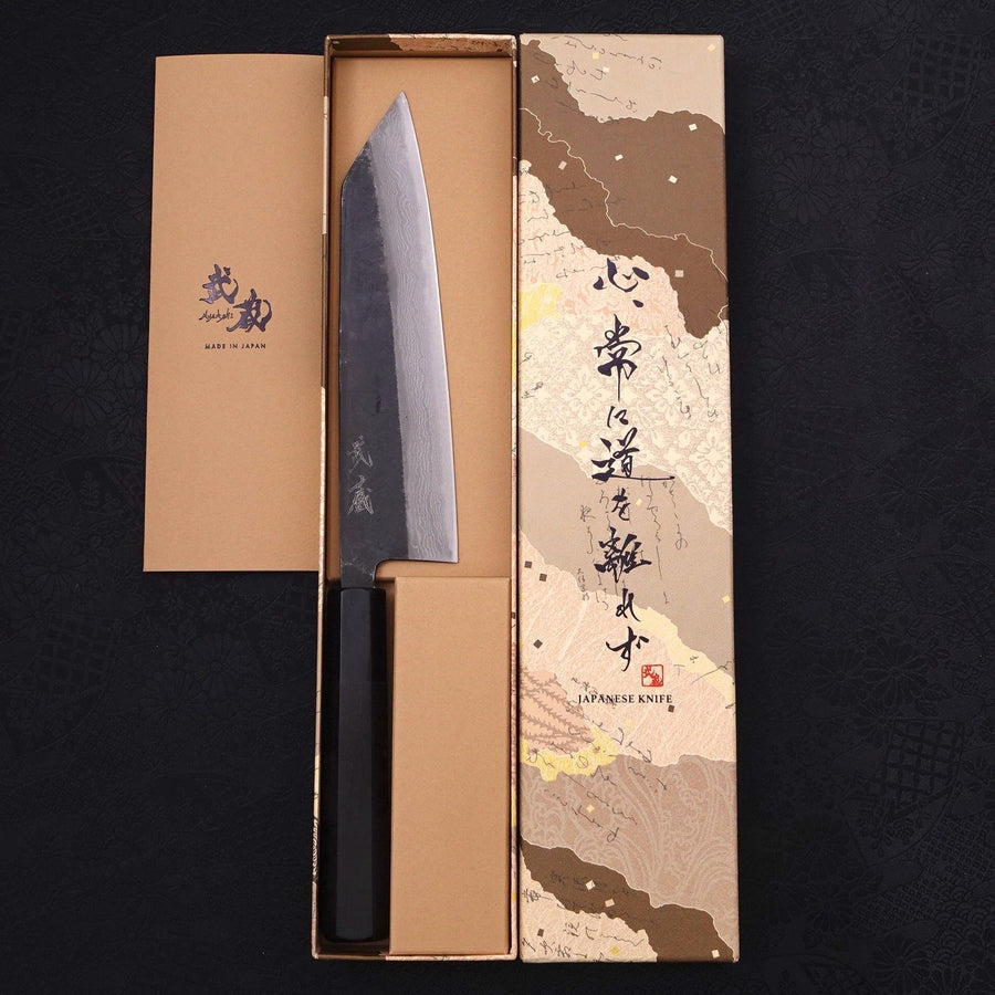 文化青紙2號黑打大馬士革黒檀水牛柄180mm – MUSASHI