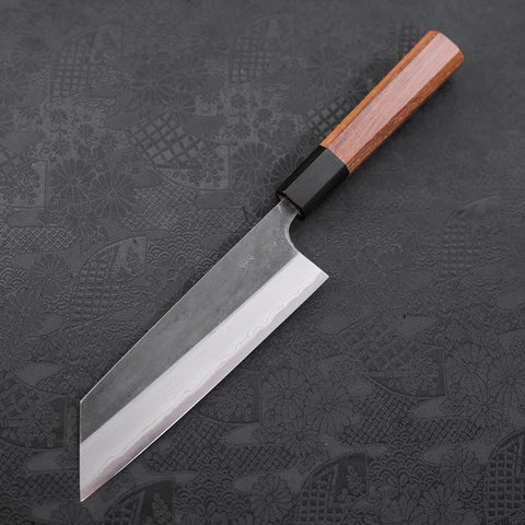 Bunka Blue Steel #2 Kurouchi Damascus Buffalo Teak Handle 165mm (6.5”)-[Musashi]-[Japanese-Kitchen-Knives]