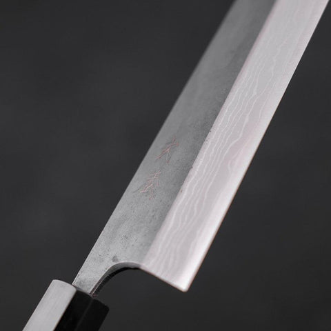 Bunka Blue Steel #2 Kurouchi Damascus Buffalo Teak Handle 165mm (6.5”)-[Musashi]-[Japanese-Kitchen-Knives]