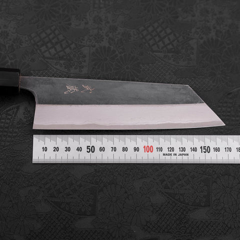 Bunka Blue Steel #2 Kurouchi Damascus Buffalo Teak Handle 165mm (6.5”)-[Musashi]-[Japanese-Kitchen-Knives]