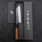 Bunka Blue Steel #2 Kurouchi Damascus Buffalo Teak Handle 165mm (6.5”)-[Musashi]-[Japanese-Kitchen-Knives]