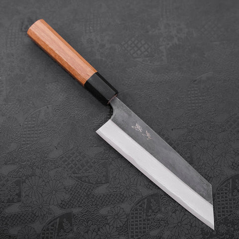 Bunka Blue Steel #2 Kurouchi Damascus Buffalo Teak Handle 165mm (6.5”)-[Musashi]-[Japanese-Kitchen-Knives]