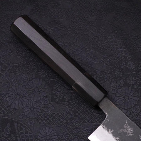 Bunka Blue Super Kurouchi Buffalo Ebony Handle 165mm (6.5”)-[Musashi]-[Japanese-Kitchen-Knives]