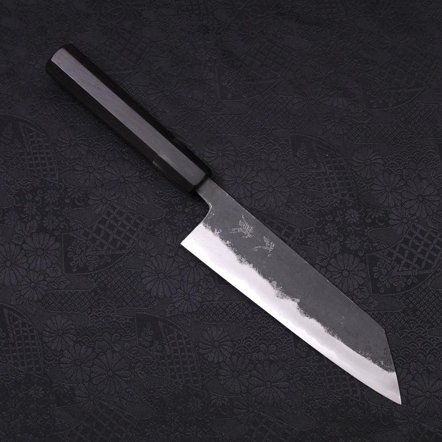 M*s様 初心 青紙スーパー 黒打ち切付牛刀 両刃 ７寸 黒檀柄 文化 青紙スーパー 黒打 黒檀水牛柄 165mm – MUSASHI
