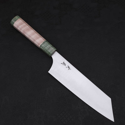 Bunka Blue Super Polished Maple Green Handle 180mm (7”)-[Musashi]-[Japanese-Kitchen-Knives]