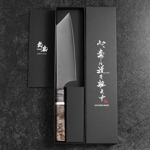 Bunka Blue Super Polished Maple Handle 180mm-[Musashi]-[Japanese-Kitchen-Knives]