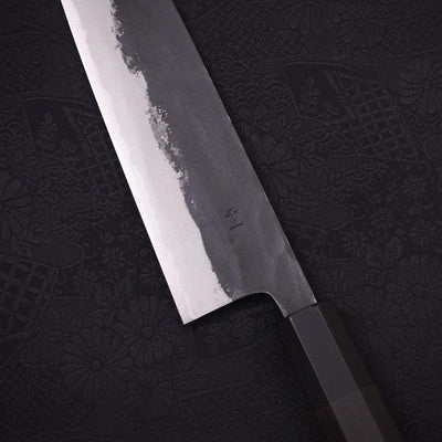 Bunka Blue steel #1 Kurouchi Buffalo Ebony Handle 180mm-Blue steel #1-Kurouchi-Japanese Handle-[Musashi]-[Japanese-Kitchen-Knives]