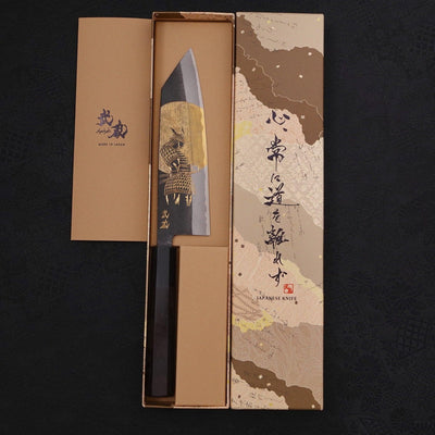 Bunka Blue steel #2 Kurouchi Chokin Samurai Full Moon Buffalo Ebony Handle 175mm-Blue steel #2-Kurouchi-Japanese Handle-[Musashi]-[Japanese-Kitchen-Knives]