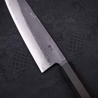 Bunka Blue steel #2 Kurouchi Damascus Buffalo Ebony Handle 165mm-Blue steel #2-Damascus-Japanese Handle-[Musashi]-[Japanese-Kitchen-Knives]