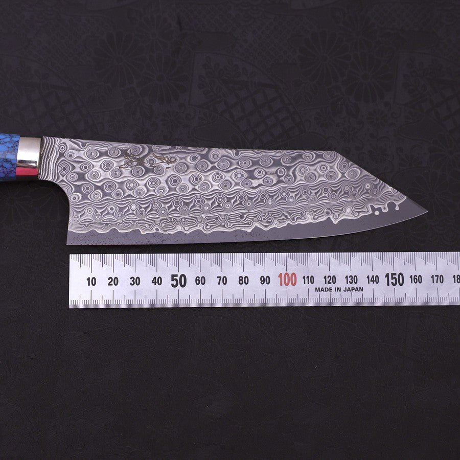 安立打刃物　青ニ　ステンクラッド　文化　170 文化 SG-2 ダマスカス ターコイズブルー ハンドル 170mm – MUSASHI
