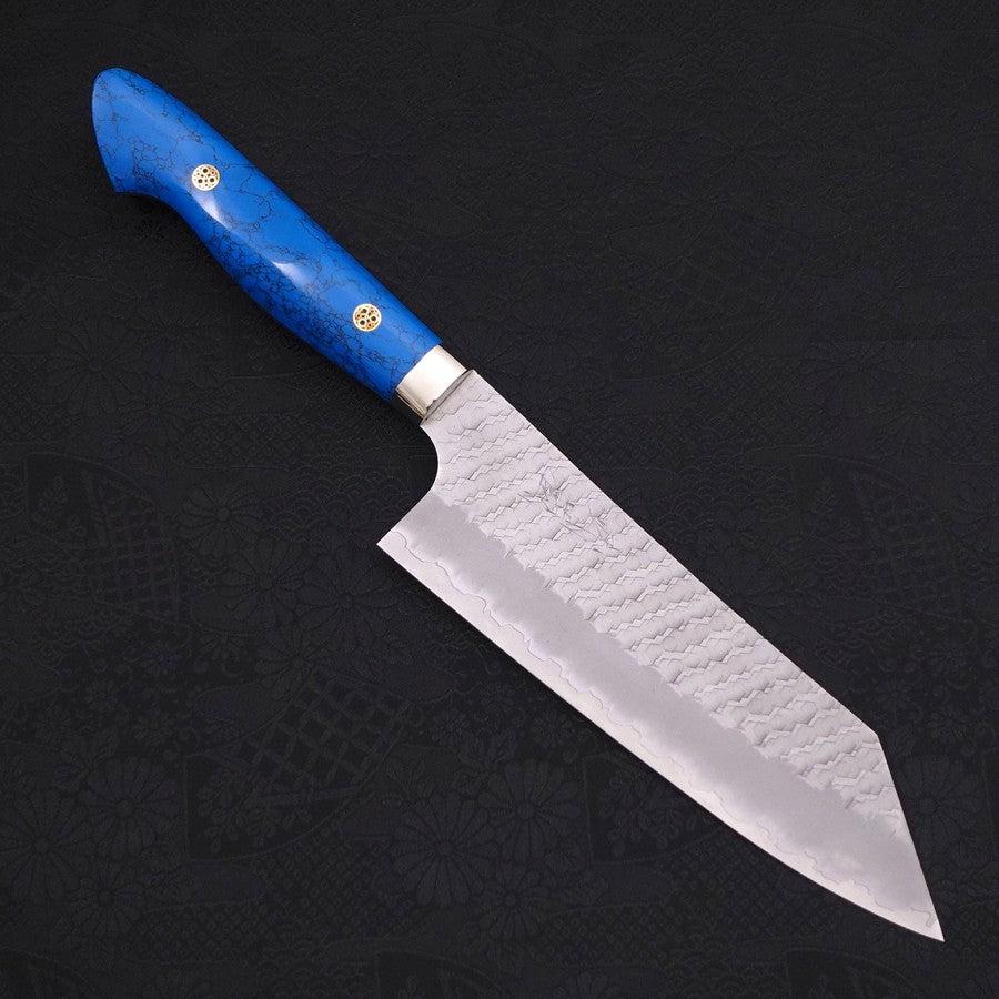 和包丁 槌目仕上げ 青色八角柄 文化 SG2 槌目仕上げ ターコイズブルーハンドル 170mm – MUSASHI