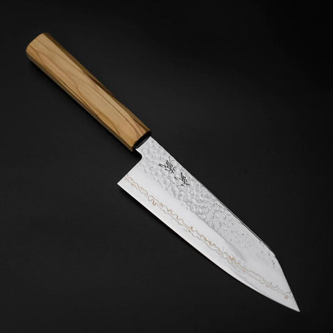 Bunka SLD Nickel Tsuchime Colored Damascus Olive Handle 170mm Limited Edition-[Musashi]-[Japanese-Kitchen-Knives]