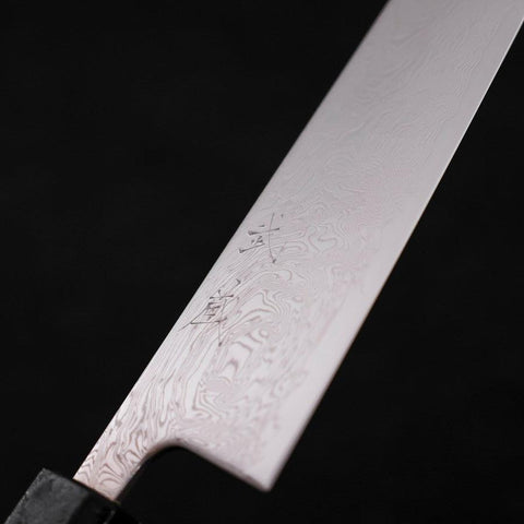 Bunka SLD Wave Nickel Damascus Black Ishime Handle 170mm (6.7”)-[Musashi]-[Japanese-Kitchen-Knives]
