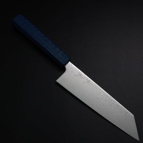 Bunka SLD Wave Nickel Damascus Blue Urushi Handle 170mm (6.7”)-[Musashi]-[Japanese-Kitchen-Knives]