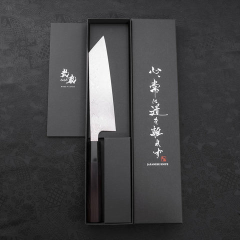 Bunka SLD Wave Nickel Damascus Buffalo Ebony Handle 170mm (6.7”)-[Musashi]-[Japanese-Kitchen-Knives]