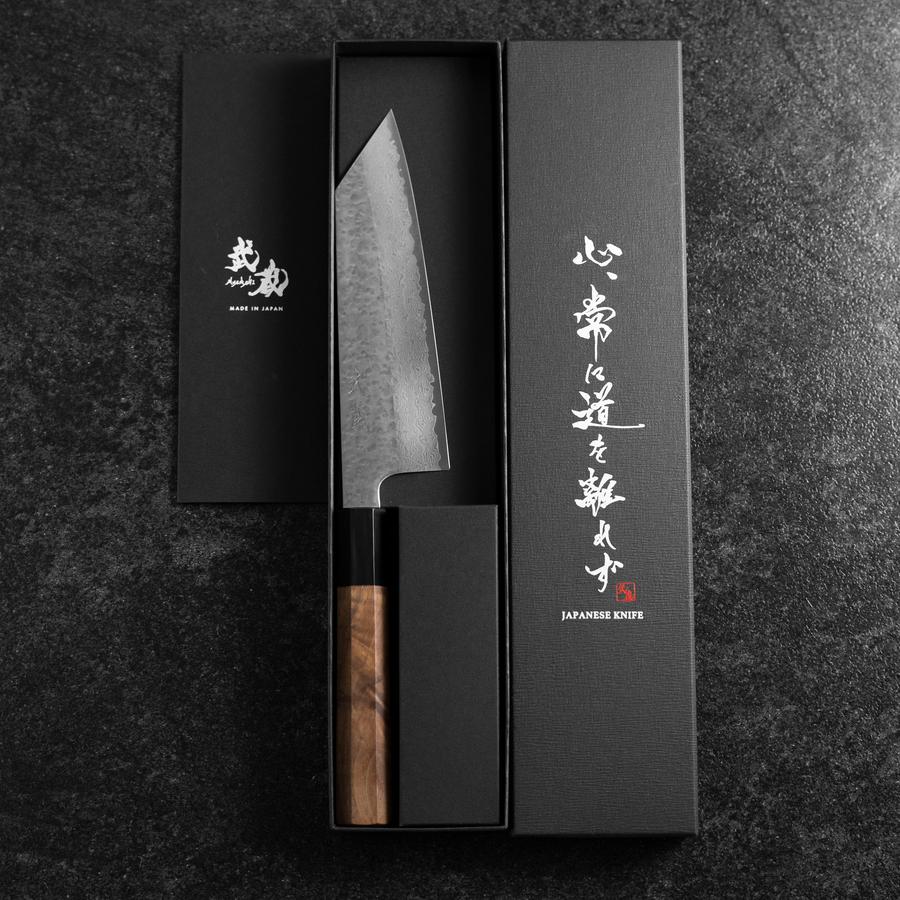 Bunka SPG Strix Tsuchime Damascus Buffalo Walnut Handle 165mm-[Musashi]-[Japanese-Kitchen-Knives]