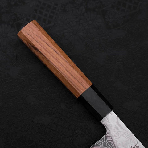 Bunka Silver Steel #3 Damascus Buffalo Teak Handle 180mm (7”)-[Musashi]-[Japanese-Kitchen-Knives]