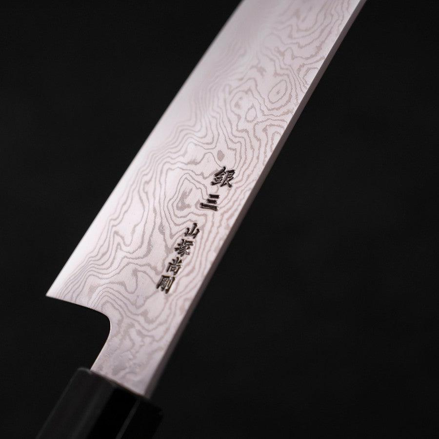 Bunka Silver Steel #3 Damascus Buffalo Teak Handle 180mm-[Musashi]-[Japanese-Kitchen-Knives]