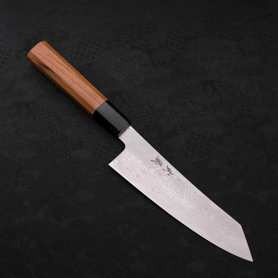 Bunka Silver Steel #3 Damascus Buffalo Teak Handle 180mm-[Musashi]-[Japanese-Kitchen-Knives]