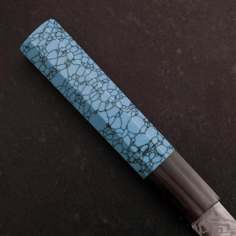Bunka Silver Steel #3 Damascus Buffalo Turquoise Handle 180mm (7”)-[Musashi]-[Japanese-Kitchen-Knives]