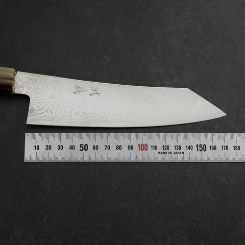Bunka Silver Steel #3 Damascus Buffalo Turquoise Handle 180mm (7”)-[Musashi]-[Japanese-Kitchen-Knives]