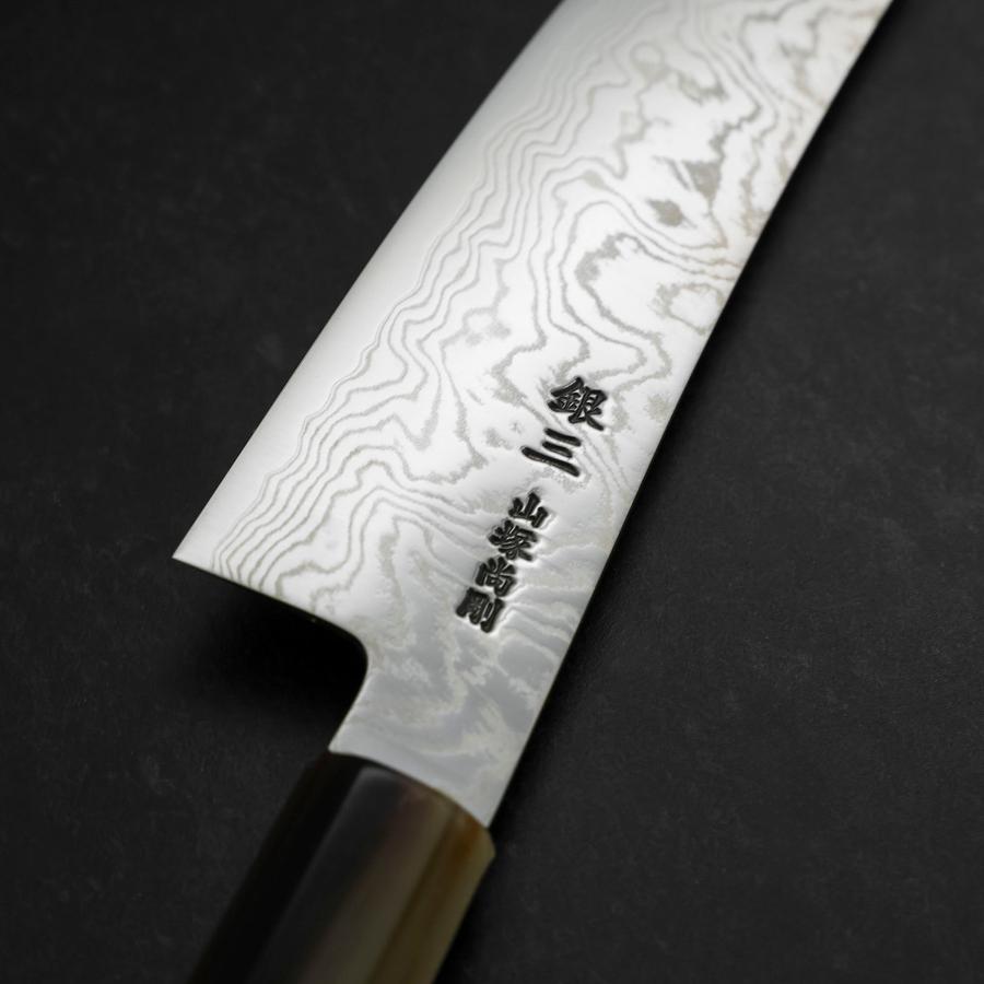 Bunka Silver Steel #3 Damascus Buffalo Turquoise Handle 180mm-[Musashi]-[Japanese-Kitchen-Knives]