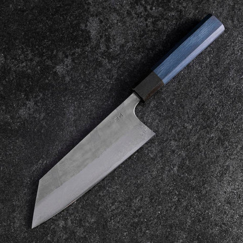 Bunka Silver Steel #3 Nashiji Damascus Blue Urushi Handle 175mm (6.8”)-[Musashi]-[Japanese-Kitchen-Knives]