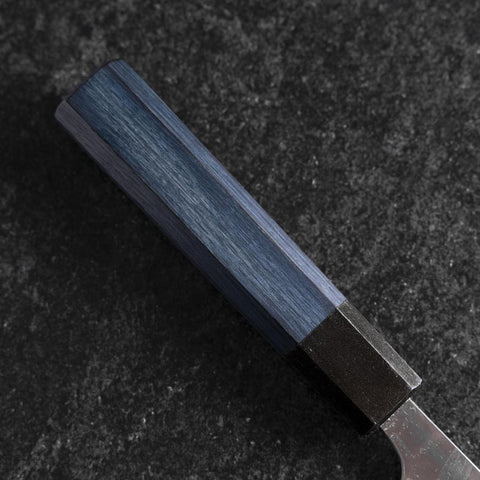 Bunka Silver Steel #3 Nashiji Damascus Blue Urushi Handle 175mm-[Musashi]-[Japanese-Kitchen-Knives]