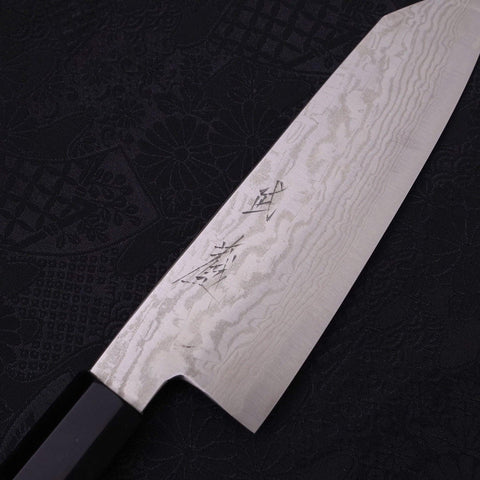 Bunka Silver Steel #3 Nickel Damascus Buffalo Ebony Handle 170mm (6.7”)-[Musashi]-[Japanese-Kitchen-Knives]