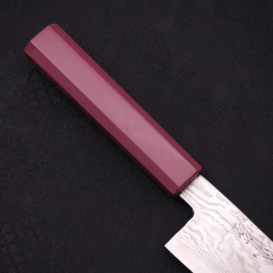 Bunka Silver Steel #3 Nickel Damascus Urushi Purple Handle 170mm-Silver steel #3-Damascus-Japanese Handle-[Musashi]-[Japanese-Kitchen-Knives]