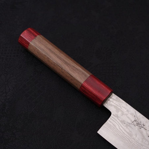 Bunka Silver Steel #3 Nickel Damascus Walnut Red Handle 170mm (6.7”)-[Musashi]-[Japanese-Kitchen-Knives]