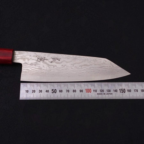 Bunka Silver Steel #3 Nickel Damascus Walnut Red Handle 170mm (6.7”)-[Musashi]-[Japanese-Kitchen-Knives]