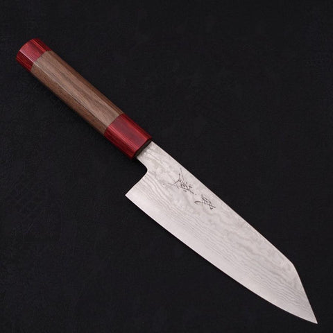 Bunka Silver Steel #3 Nickel Damascus Walnut Red Handle 170mm (6.7”)-[Musashi]-[Japanese-Kitchen-Knives]