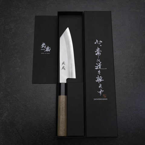Bunka Silver Steel #3 Polished Buffalo Walnut Handle 155mm-[Musashi]-[Japanese-Kitchen-Knives]
