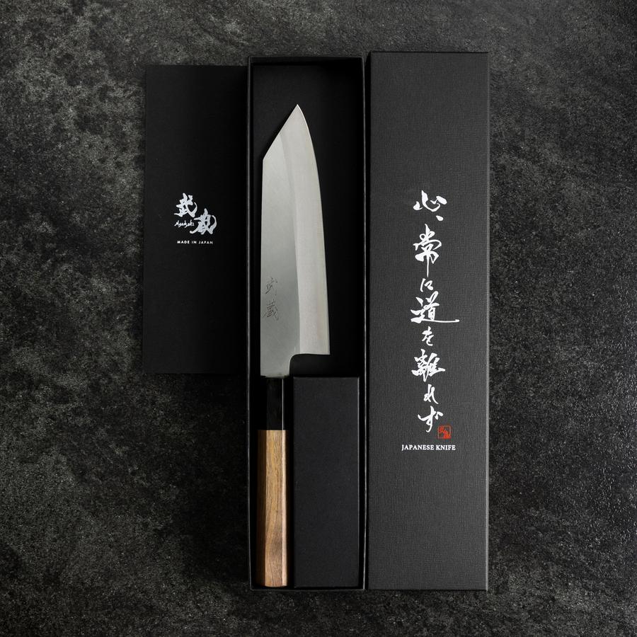 Bunka Silver Steel #3 Polished Buffalo Walnut Handle 170mm (6.7”)-[Musashi]-[Japanese-Kitchen-Knives]