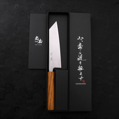 Bunka Silver Steel #3 Polished Oak Handle 170mm (6.7”)-[Musashi]-[Japanese-Kitchen-Knives]