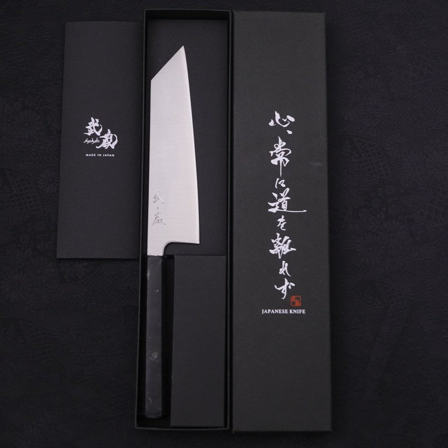 Bunka Silver Steel #3 Polished Ocean Black Handle 170mm-[Musashi]-[Japanese-Kitchen-Knives]