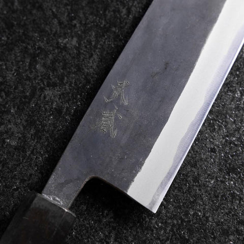 Bunka Stainless Clad Blue Steel #2 Kurouchi Blue Urushi Handle 170mm (6.7”)-[Musashi]-[Japanese-Kitchen-Knives]