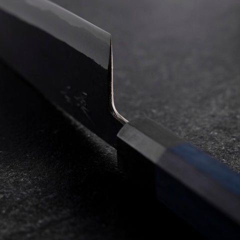 Bunka Stainless Clad Blue Steel #2 Kurouchi Blue Urushi Handle 170mm (6.7”)-[Musashi]-[Japanese-Kitchen-Knives]