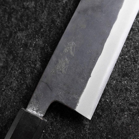 Bunka Stainless Clad Blue Steel #2 Kurouchi Green Urushi Handle 170mm (6.7”)-[Musashi]-[Japanese-Kitchen-Knives]