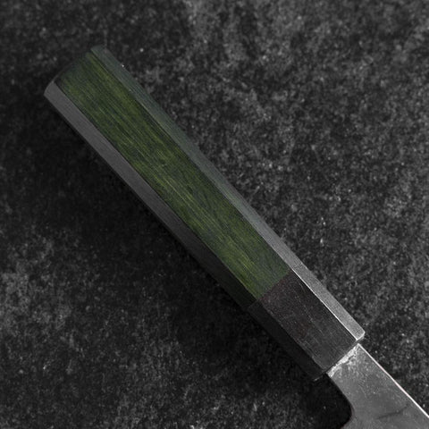 Bunka Stainless Clad Blue Steel #2 Kurouchi Green Urushi Handle 170mm (6.7”)-[Musashi]-[Japanese-Kitchen-Knives]