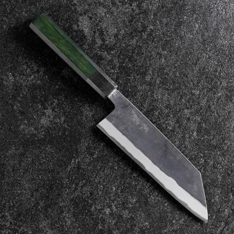 Bunka Stainless Clad Blue Steel #2 Kurouchi Green Urushi Handle 170mm (6.7”)-[Musashi]-[Japanese-Kitchen-Knives]