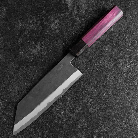 Bunka Stainless Clad Blue Steel #2 Kurouchi Purple Urushi Handle 170mm-[Musashi]-[Japanese-Kitchen-Knives]
