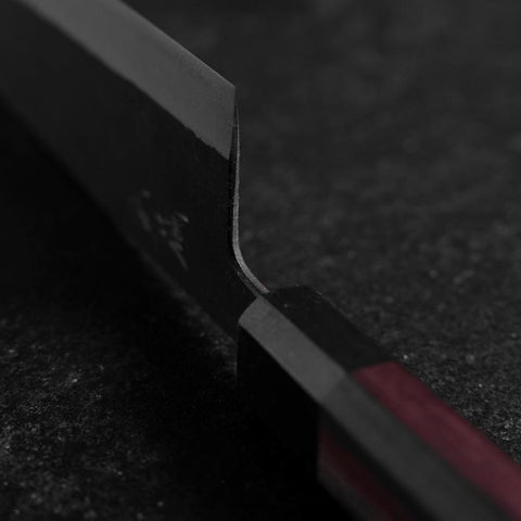 Bunka Stainless Clad Blue Steel #2 Kurouchi Purple Urushi Handle 170mm-[Musashi]-[Japanese-Kitchen-Knives]