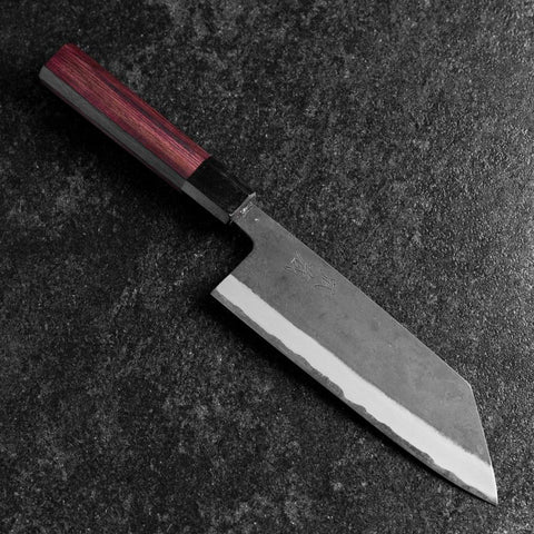 Bunka Stainless Clad Blue Steel #2 Kurouchi Purple Urushi Handle 170mm-[Musashi]-[Japanese-Kitchen-Knives]