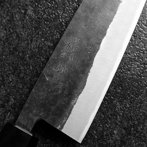 Bunka Stainless Clad Blue Steel #2 Kurouchi Walnut Handle 165mm-[Musashi]-[Japanese-Kitchen-Knives]